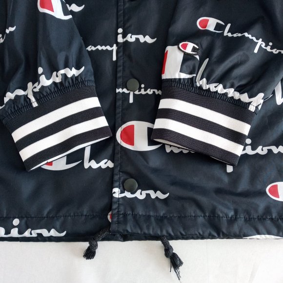 Champion all over spellout lined Satin Coaches Jacket Size Large - Picture 7 of 10